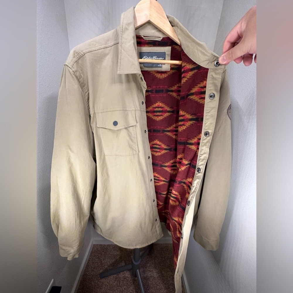 EDDIE BAUER - Menβs 2XL Flannel Lined Shirt Jacket - Picture 8 of 13
